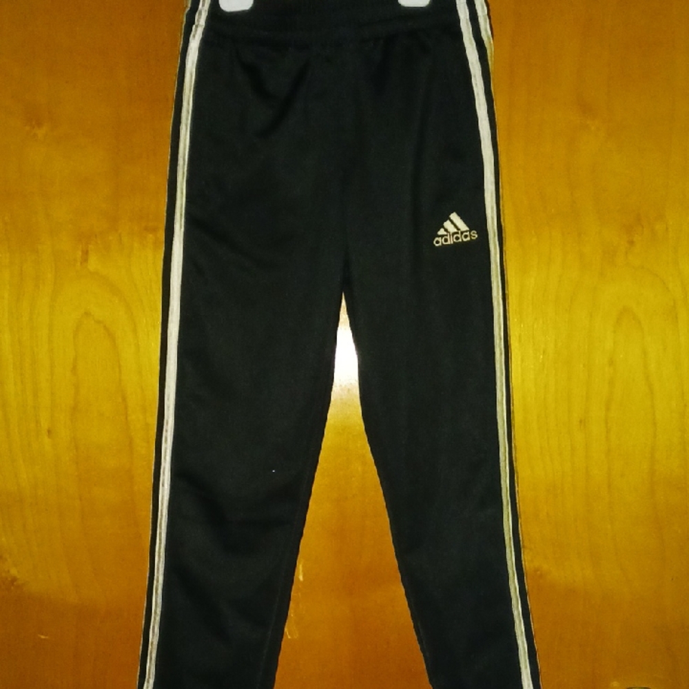 Adidas Kids Black Joggers with White Stripes